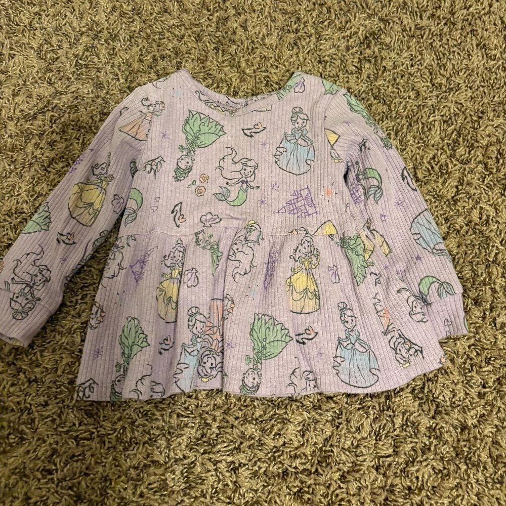 Disney Baby Princess Dress 18 Months Purple Ribbed Belle Aurora Cinderella Tiana